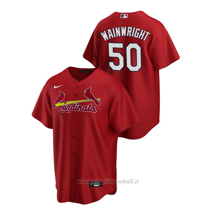 Maglia Baseball Uomo St. Louis Cardinals Adam Wainwright Replica Alternato Rosso